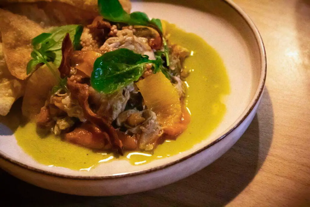 Contemporary approach to traditional Portuguese dish - Suckling Pig - An example of New School dishes you can try with COME Porto Food Tours